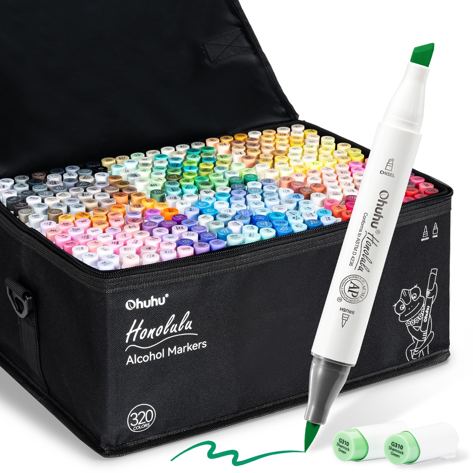 Ohuhu Honolulu 320 Colors Dual Tips Alcohol Art Markers (New Version)